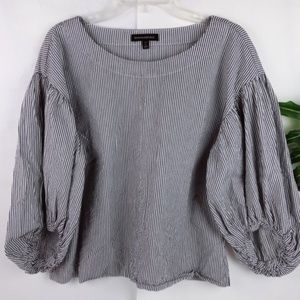 BANANA REPUBLIC STRIPED PUFF SLEEVE BLOUSE  TOP